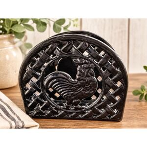 Basics Cast Iron Rooster Napkin Holder Black Farmhouse Kitchen Table Decor
